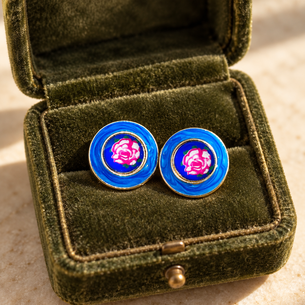 Blue Rose Earrings
