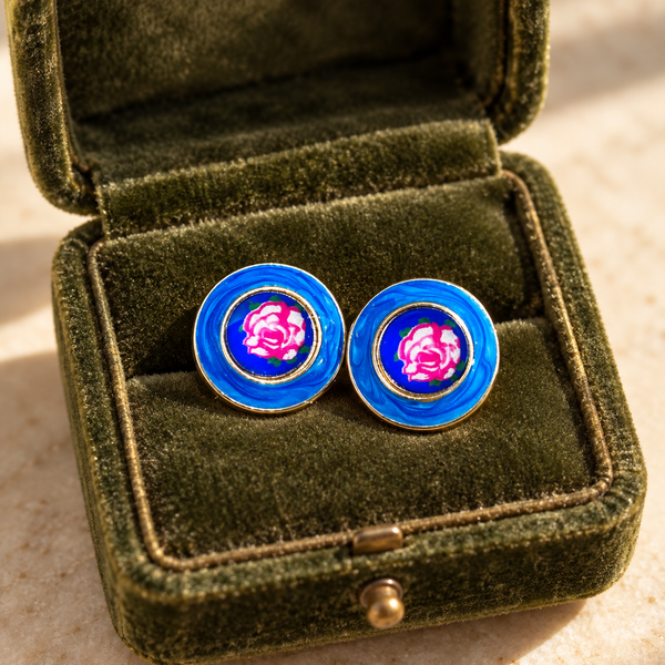 Blue Rose Earrings