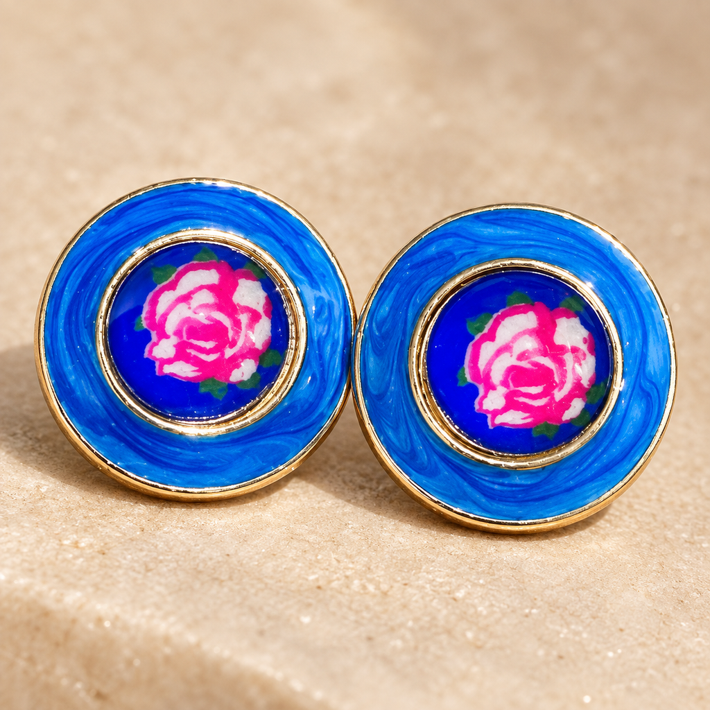 Blue Rose Earrings
