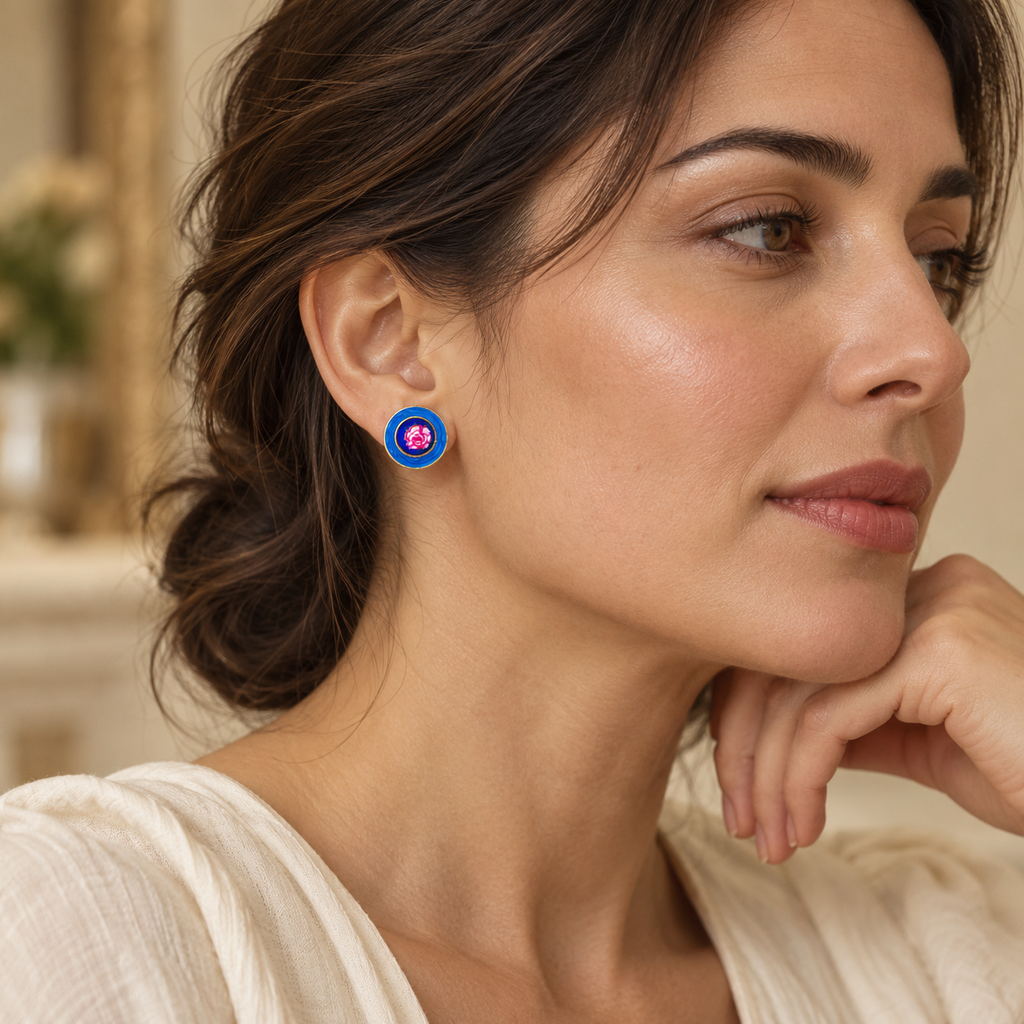 Blue Rose Earrings