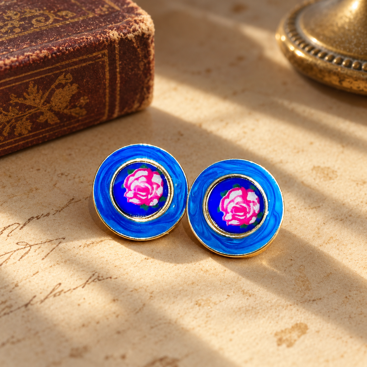 Blue Rose Earrings