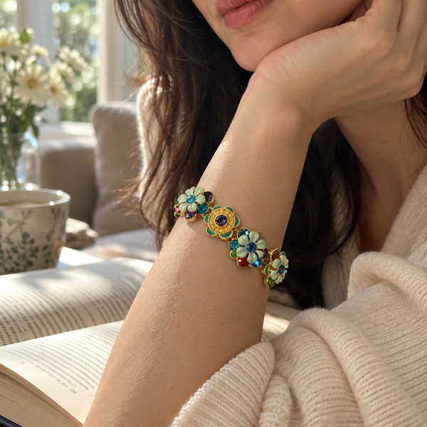 Sicilian Garden Vintage-Inspired Enamel Floral Bracelet