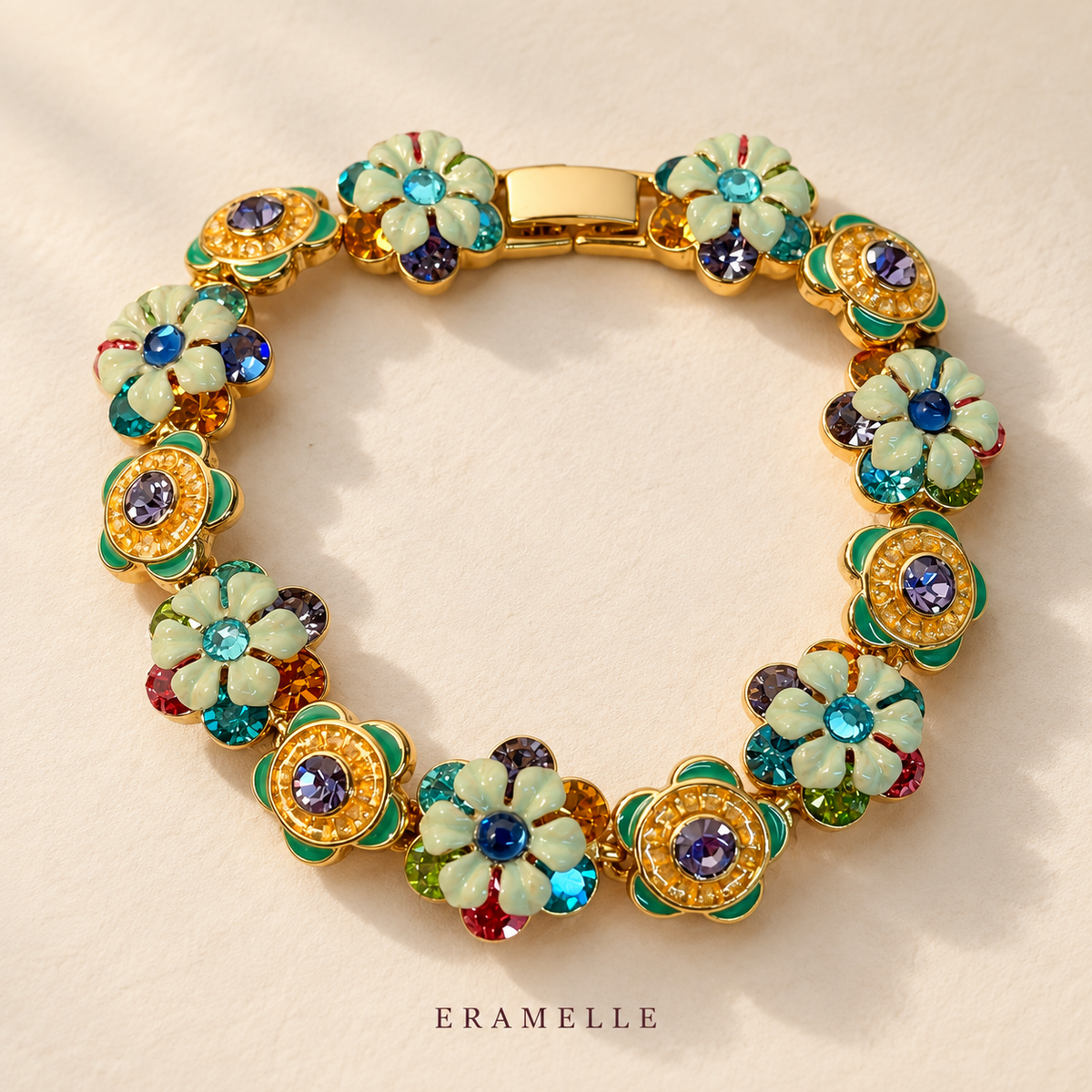 Sicilian Garden Vintage-Inspired Enamel Floral Bracelet
