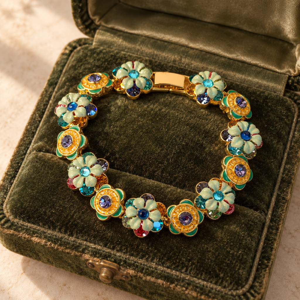 Sicilian Garden Vintage-Inspired Enamel Floral Bracelet