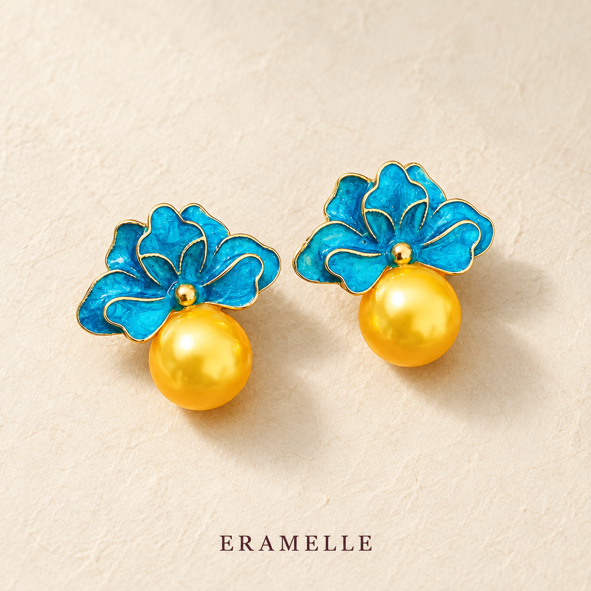 Blue Floral Pearl-Effect Earrings